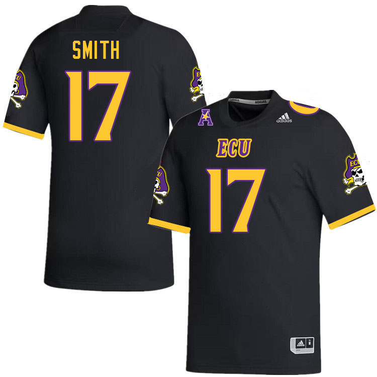 Men #17 Anthony Smith ECU Pirates College Football Jerseys Stitched-Black